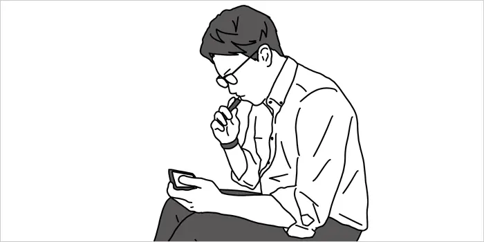 電子タバコを吸っている男性のイラスト