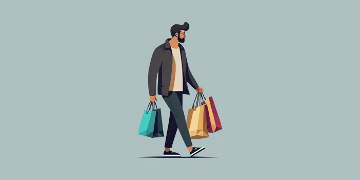 買い物をする男性のイラスト